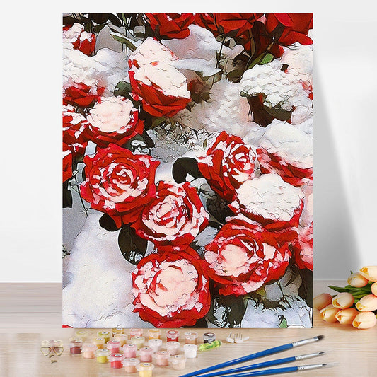 Ice Rose Flower No Framed DIY Oil Painting By Numbers Canvas Wall Art For Living Room Home Decor 40*50CM