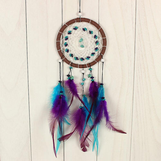 Handmade Dream Catcher With Light Room Decor Feather Weaving Wind Chimes Religious Masco