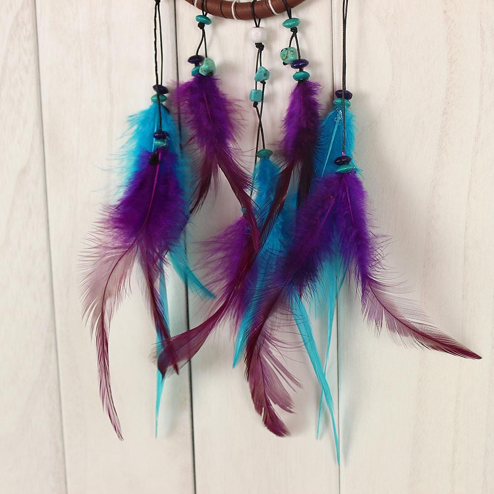 Handmade Dream Catcher With Light Room Decor Feather Weaving Wind Chimes Religious Masco