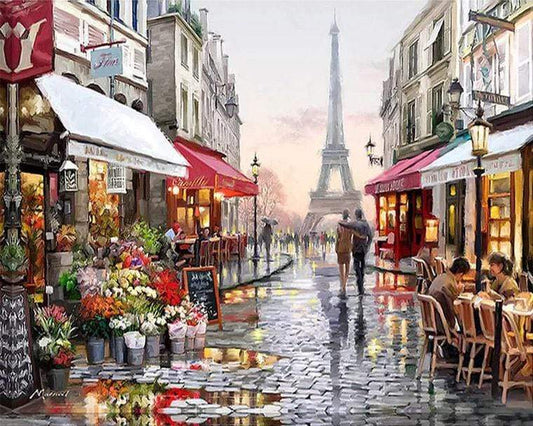 No Framed DIY Oil Painting By Numbers Canvas Wall Art For Living Room Home Decor-Eiffel Tower 40*50CM