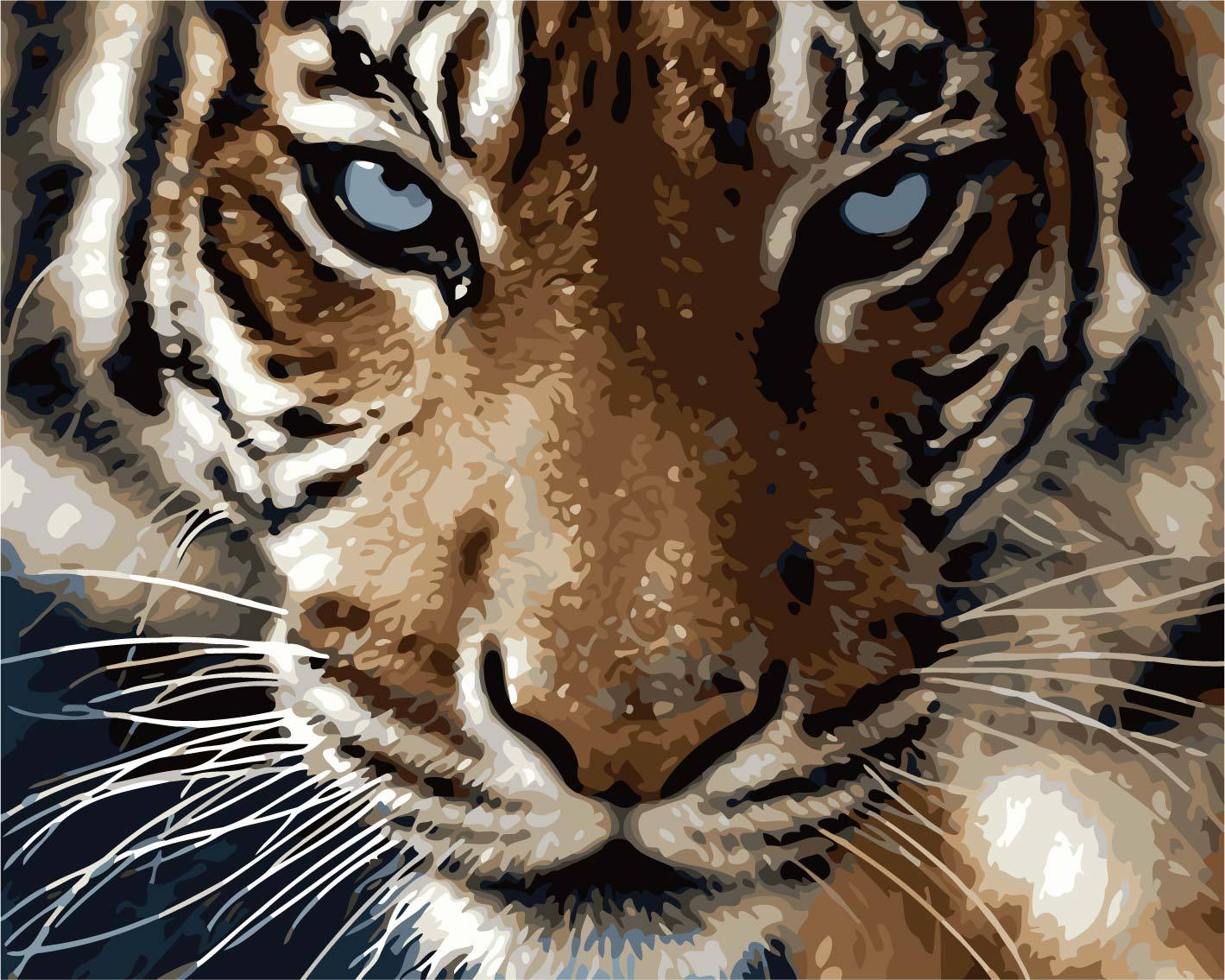 No Framed DIY Oil Painting By Numbers Canvas Wall Art For Living Room Home Decor-Tiger 40*50CM