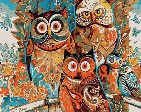 No Framed DIY Oil Painting By Numbers Canvas Wall Art For Living Room Home Decor-Color Owl 40*50CM