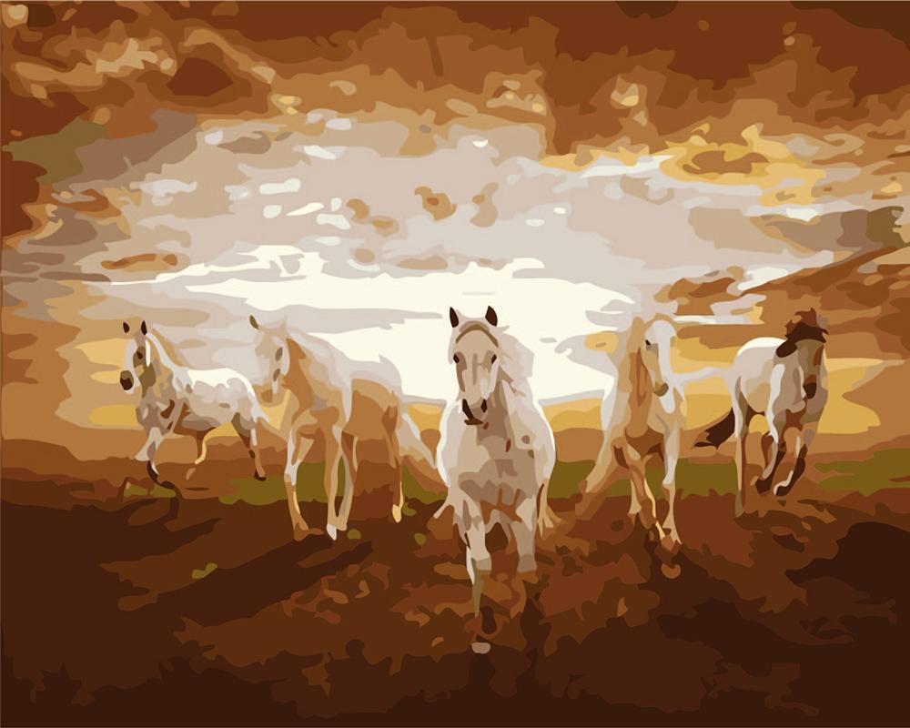 Horse NO Framed DIY Oil Painting By Numbers Canvas Wall Art For Living Room Home Decor 40*50CM