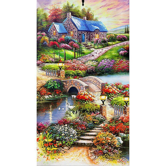 50x90CM-Village House- DIY 5D full Diamond Painting NO FRAME （ABbeads）