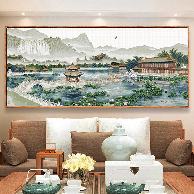 120X50CM - Lotus Pond DIY 5D Full Diamond Painting NO Frame