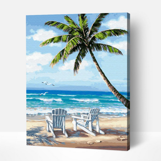 Paradise Beach No Framed DIY Oil Painting By Numbers Canvas Wall Art For Living Room Home Decor 40*50CM