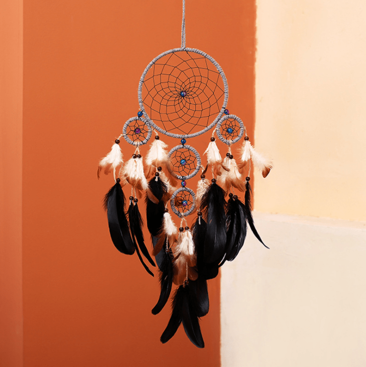 Handmade Dream Catcher With Light Room Decor Feather Weaving Wind Chimes Religious Mascot