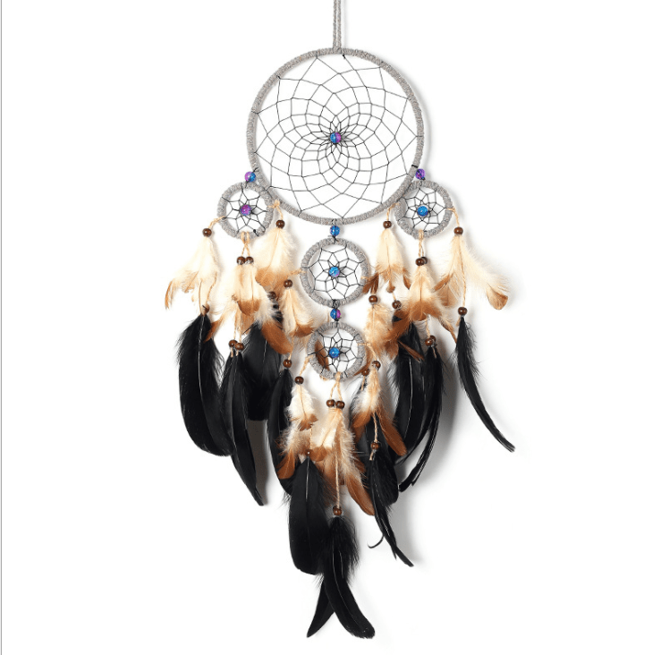 Handmade Dream Catcher With Light Room Decor Feather Weaving Wind Chimes Religious Mascot