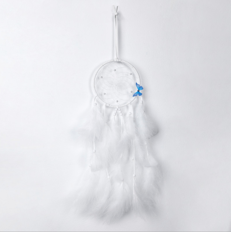 Handmade Dream Catcher With Light Room Decor Feather Weaving Wind Chimes Religious Mascot