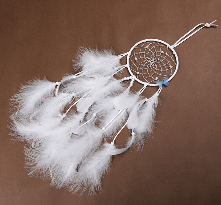 Handmade Dream Catcher With Light Room Decor Feather Weaving Wind Chimes Religious Mascot