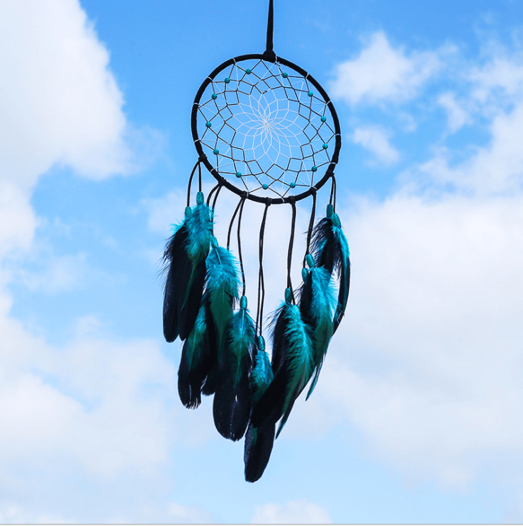 Handmade Dream Catcher With Light Room Decor Feather Weaving Wind Chimes Religious Mascot