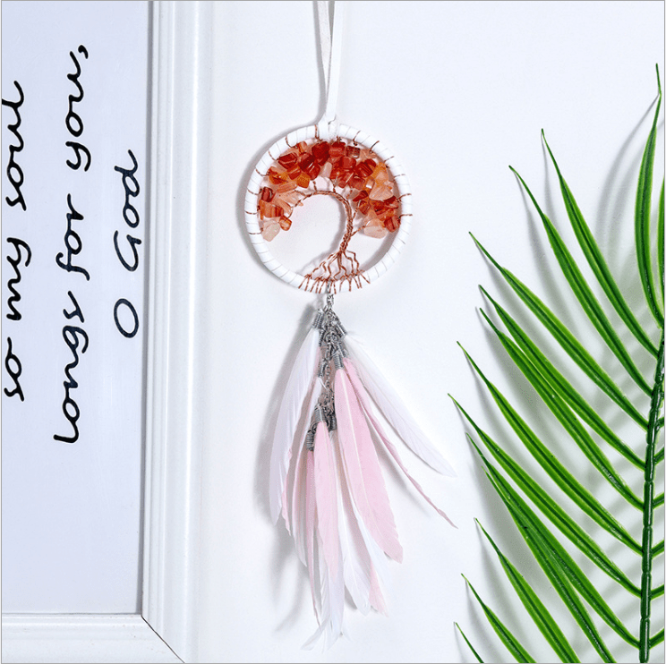 Handmade Dream Catcher With Light Room Decor Feather Weaving Wind Chimes Religious Mascot