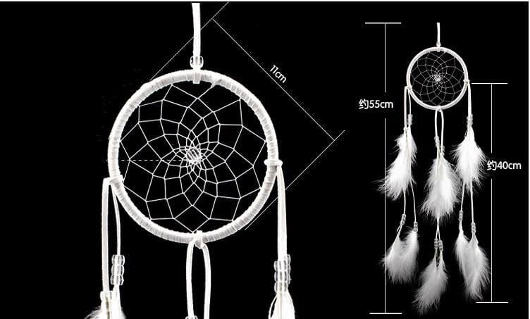 Handmade Dream Catcher With Light Room Decor Feather Weaving Wind Chimes Religious Mascot