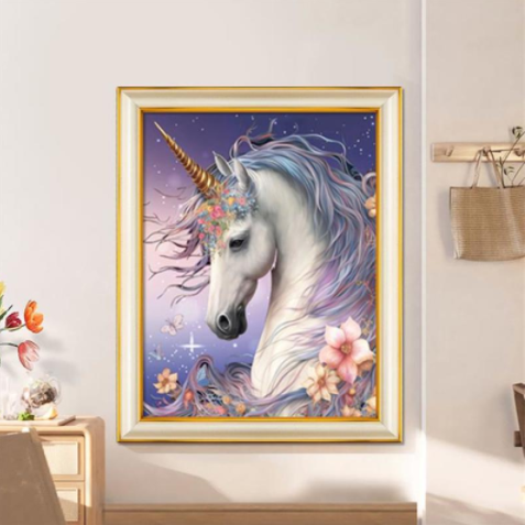 50X60CM Unicorn 5D Kids Diamond Painting No frame round beads