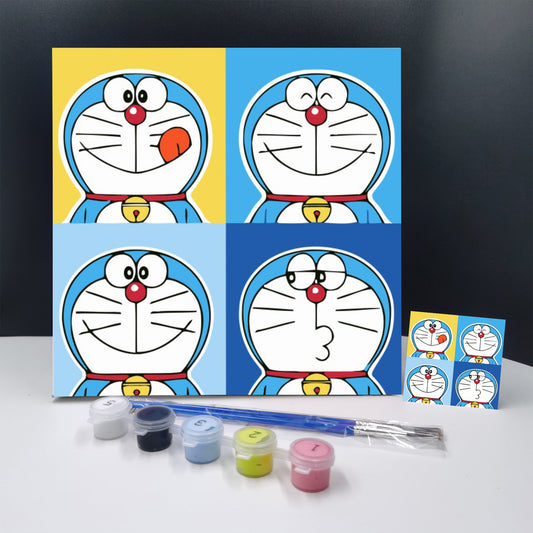 30x30CM Doraemon - Kids with Framed DIY Oil Painting By Numbers