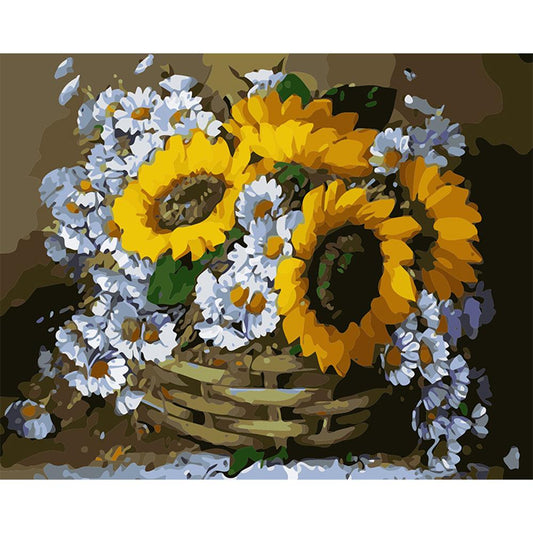 SunFlower No Framed DIY Oil Painting By Numbers Canvas Wall Art For Living Room Home Decor 40*50CM