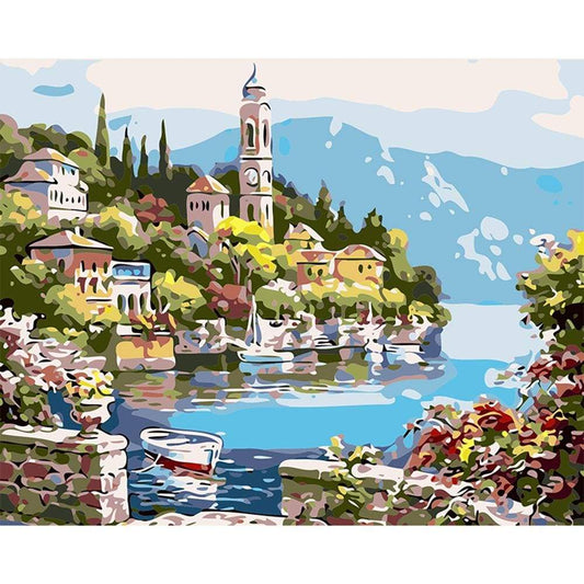 No Framed DIY Oil Painting By Numbers Canvas Wall Art For Living Room Home Decor 40*50CM-Lakeside scenery