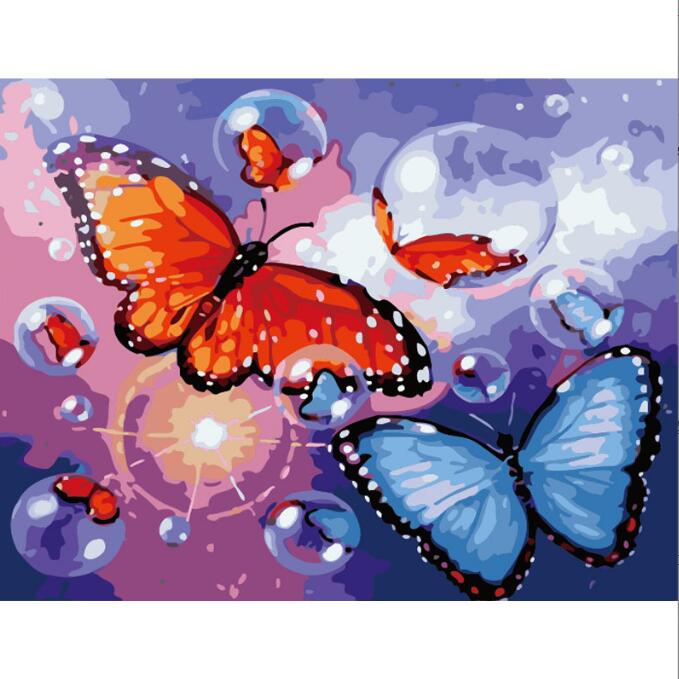 Butterfly No Framed DIY Oil Painting By Numbers 40*50CM